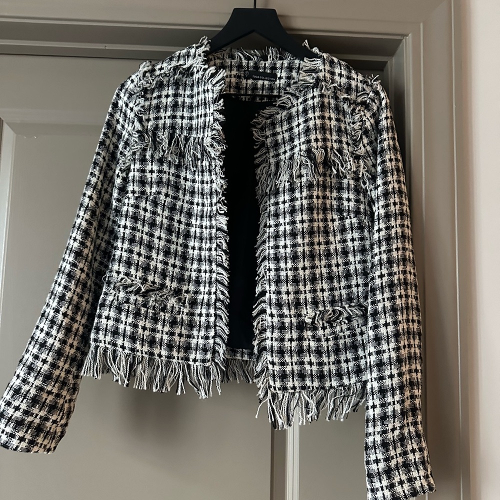 Chic Black and White Tweed Jacket